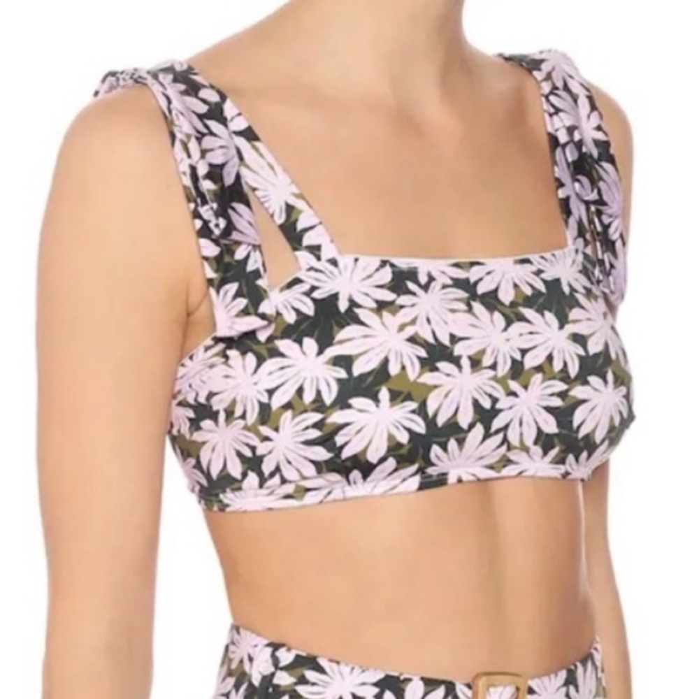 Alexandra Miro The Audrey Bikini Top in Pink Palm Print SZ S M NWT
